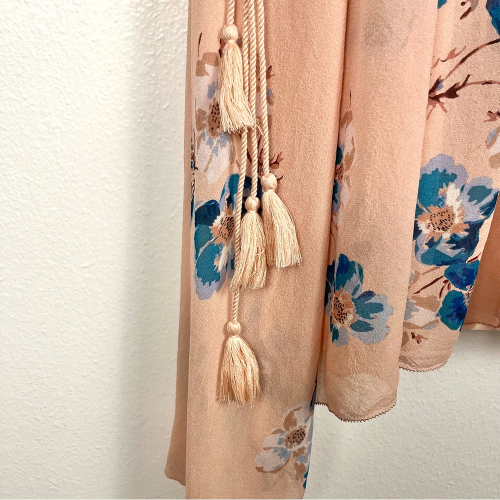 Ulla Johnson Luisa Pink Floral Silk Tassel Cap Sleeve Handkerchief Dress Size 4 - Picture 7 of 9